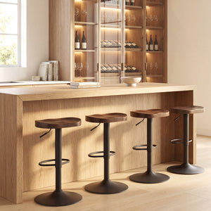 Barhocker 2er Set höhenverstellbar drehbar Holz dunkelbraun