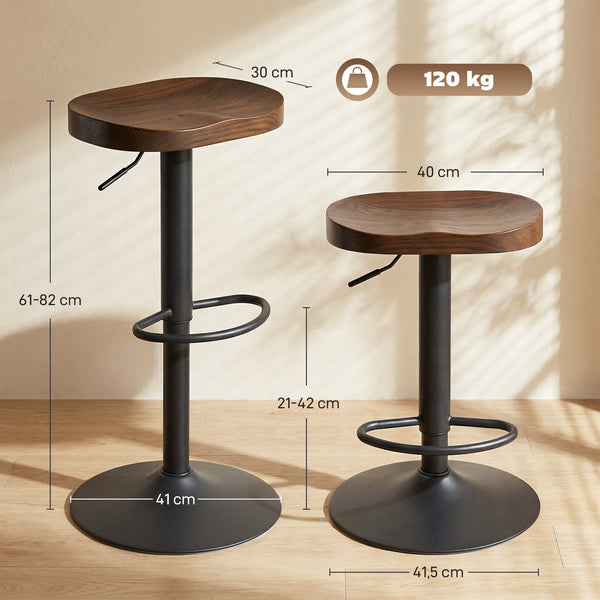 Barhocker 2er Set höhenverstellbar drehbar Holz dunkelbraun