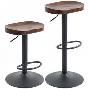 Barhocker 2er Set höhenverstellbar drehbar Holz dunkelbraun