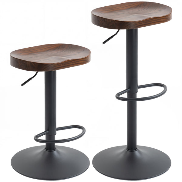 Barhocker 2er Set höhenverstellbar drehbar Holz dunkelbraun