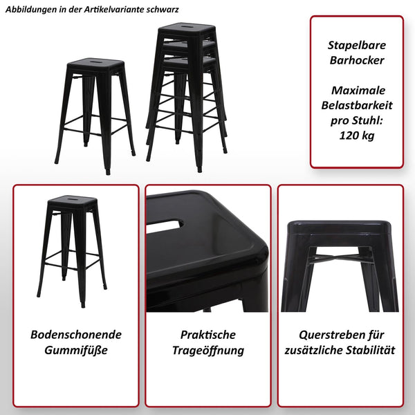 Barhocker Barstuhl Tresenhocker Metall Industriedesign stapelbar weiss