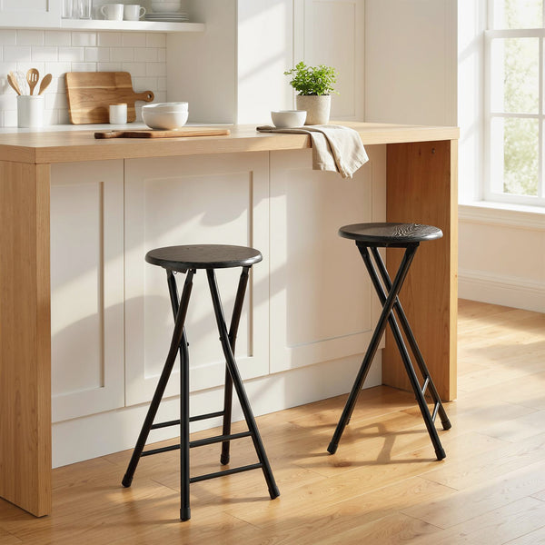 Barhocker klappbar 2er Set mit Fussstütze für Küche schwarz