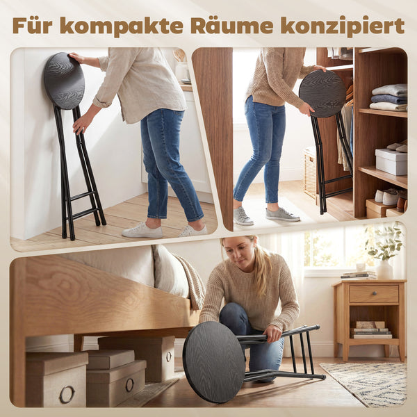 Barhocker klappbar 2er Set mit Fussstütze für Küche schwarz