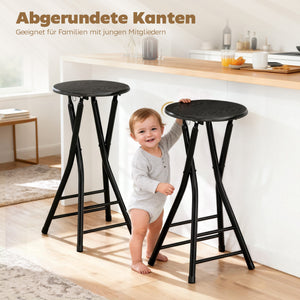 Barhocker klappbar 2er Set mit Fussstütze für Küche schwarz