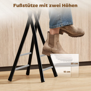 Barhocker klappbar 2er Set mit Fussstütze für Küche schwarz