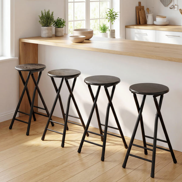 Barhocker klappbar 2er Set mit Fussstütze für Küche schwarz