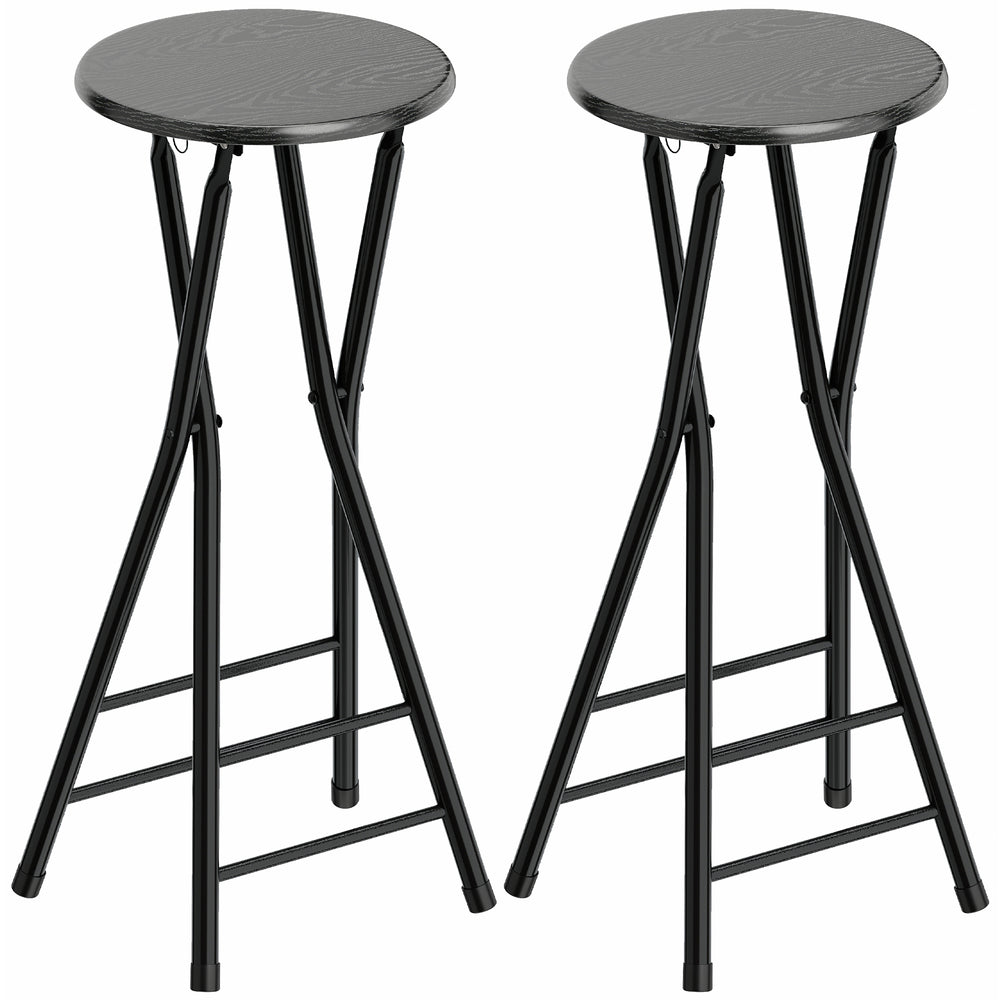 Barhocker klappbar 2er Set mit Fussstütze für Küche schwarz