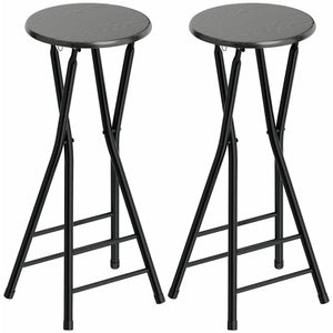 Barhocker klappbar 2er Set mit Fussstütze für Küche schwarz