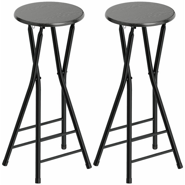 Barhocker klappbar 2er Set mit Fussstütze für Küche schwarz