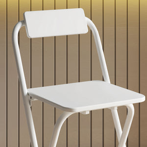 Barhocker klappbar 2er Set mit Lehne und Fussstütze für Küche weiss