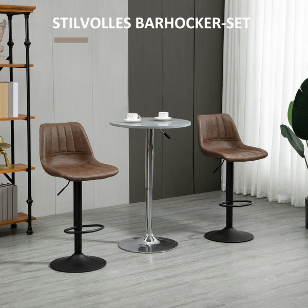 Barhocker Kunstleder höhenverstellbar mit Fussring Braun