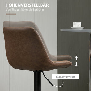 Barhocker Kunstleder höhenverstellbar mit Fussring Braun