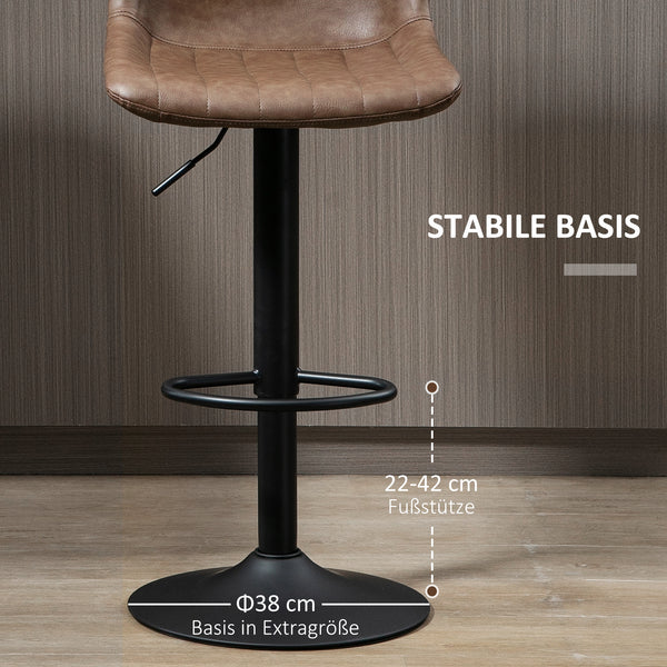 Barhocker Kunstleder höhenverstellbar mit Fussring Braun