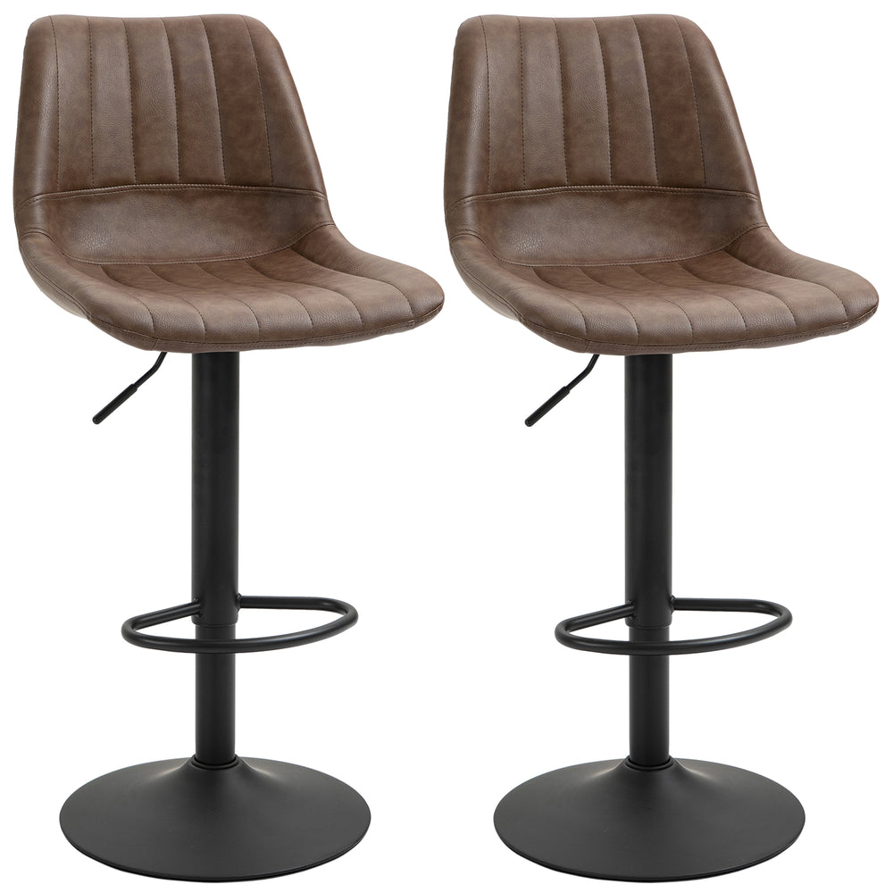 Barhocker Kunstleder höhenverstellbar mit Fussring Braun
