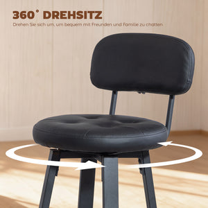 Barhocker 2er-Set gepolstert mit Rückenlehne Kunstleder schwarz
