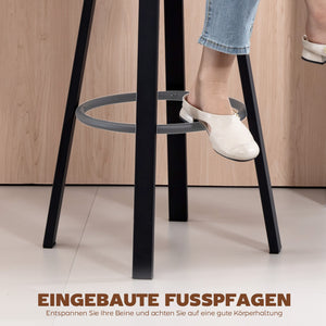 Barhocker 2er-Set gepolstert mit Rückenlehne Kunstleder schwarz