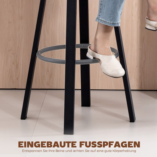 Barhocker 2er-Set gepolstert mit Rückenlehne Kunstleder schwarz