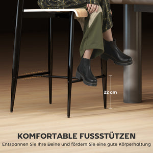 Barhocker Set mit Rückenlehne Metallgestell Holz 2 Stück hellbraun