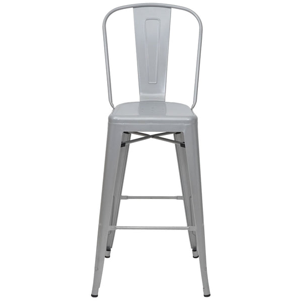 Barhocker Barstuhl Tresenhocker mit Lehne Metall Industriedesign grau