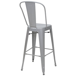 Barhocker Barstuhl Tresenhocker mit Lehne Metall Industriedesign grau