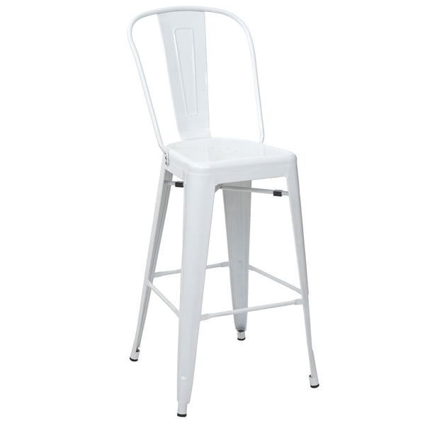 Barhocker Barstuhl Tresenhocker mit Lehne Metall Industriedesign weiss
