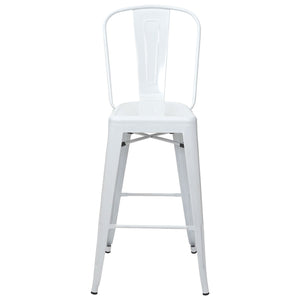 Barhocker Barstuhl Tresenhocker mit Lehne Metall Industriedesign weiss