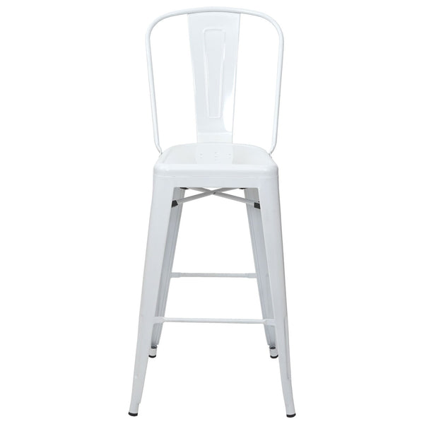 Barhocker Barstuhl Tresenhocker mit Lehne Metall Industriedesign weiss
