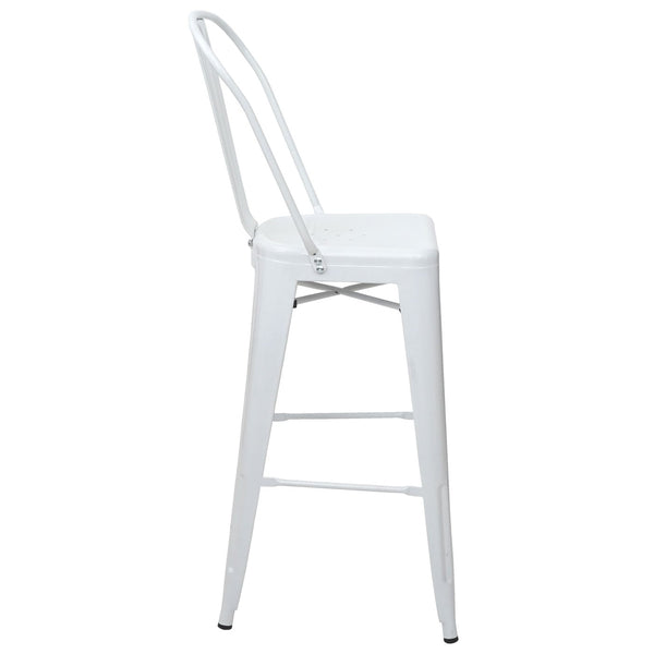 Barhocker Barstuhl Tresenhocker mit Lehne Metall Industriedesign weiss