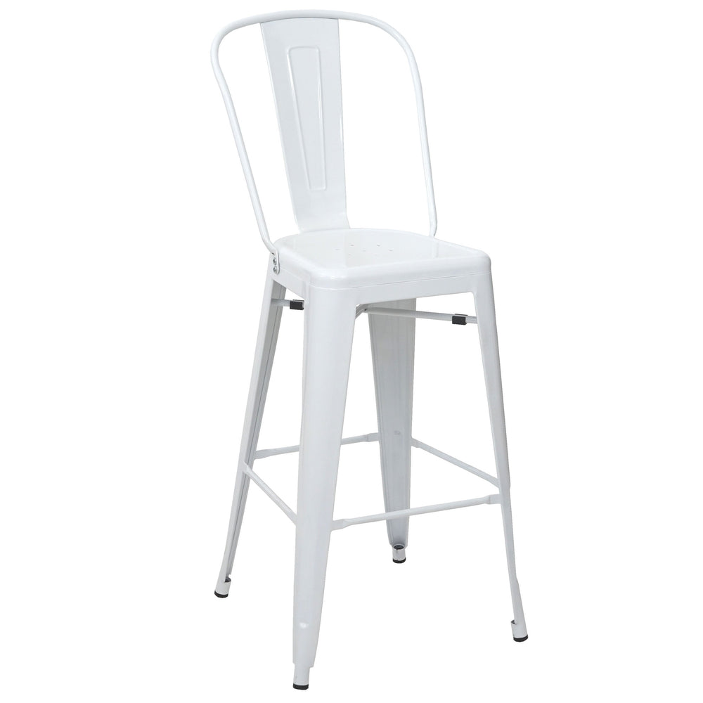 Barhocker Barstuhl Tresenhocker mit Lehne Metall Industriedesign weiss