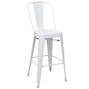 Barhocker Barstuhl Tresenhocker mit Lehne Metall Industriedesign weiss