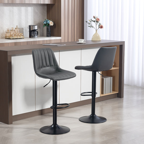 Barhocker 2er-Set höhenverstellbar Retro mit Fussstütze