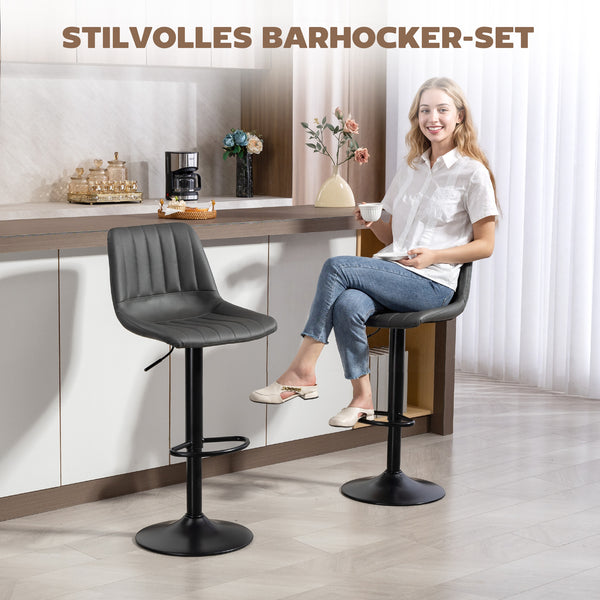 Barhocker 2er-Set höhenverstellbar Retro mit Fussstütze