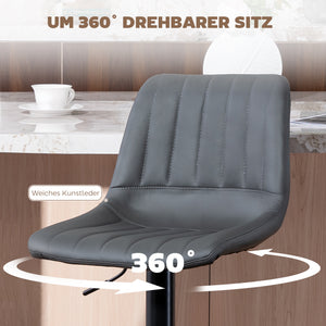 Barhocker 2er-Set höhenverstellbar Retro mit Fussstütze