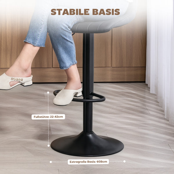 Barhocker 2er-Set höhenverstellbar Retro mit Fussstütze