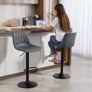 Barhocker 2er-Set höhenverstellbar Retro mit Fussstütze