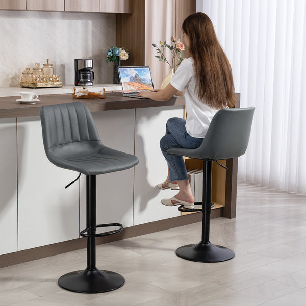 Barhocker 2er-Set höhenverstellbar Retro mit Fussstütze