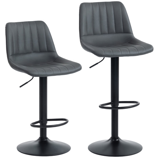 Barhocker 2er-Set höhenverstellbar Retro mit Fussstütze