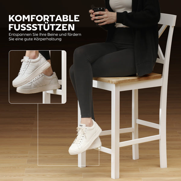 Barhocker Set mit Rückenlehne aus Holz für Küche und Bar