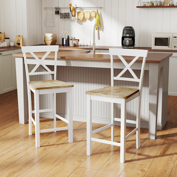Barhocker Set mit Rückenlehne aus Holz für Küche und Bar
