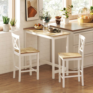 Barhocker Set mit Rückenlehne aus Holz für Küche und Bar