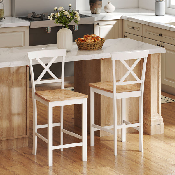 Barhocker Set mit Rückenlehne aus Holz für Küche und Bar