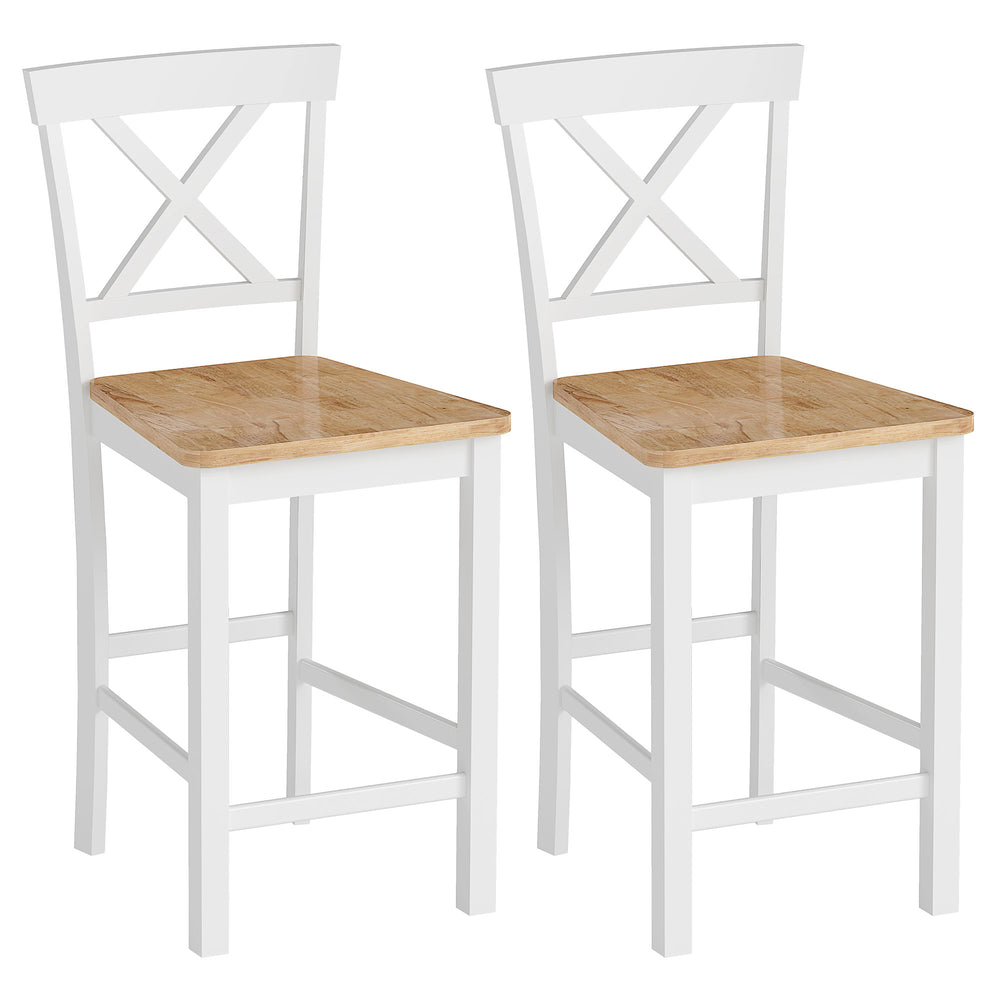Barhocker Set mit Rückenlehne aus Holz für Küche und Bar