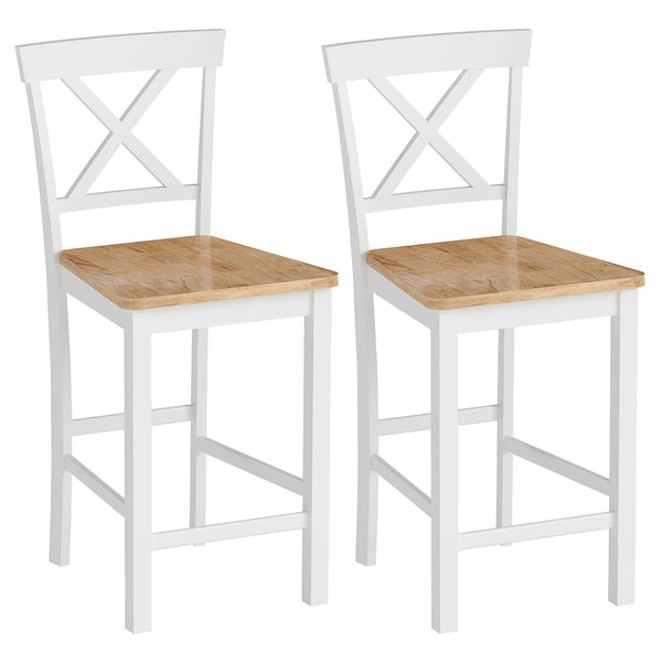 Barhocker Set mit Rückenlehne aus Holz für Küche und Bar