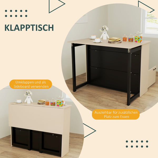 Barset mit klappbarem Bartisch und 2 Barhockern Eiche schwarz