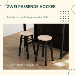 Barset mit klappbarem Bartisch und 2 Barhockern Eiche schwarz