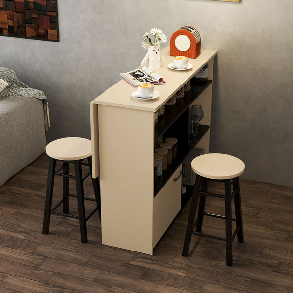 Barset mit klappbarem Bartisch und 2 Barhockern Eiche schwarz