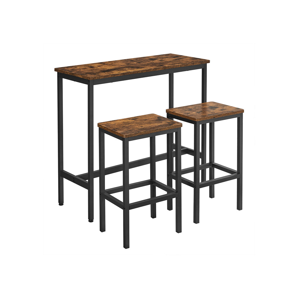 Bartisch Bistrotisch mit 2 Barhockern Braun