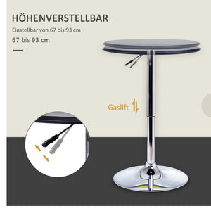 Bartisch höhenverstellbar Vintage Kunstleder schwarz silber