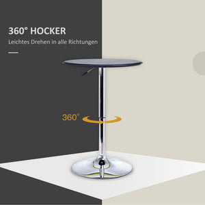 Bartisch höhenverstellbar Vintage Kunstleder schwarz silber