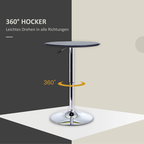 Bartisch höhenverstellbar Vintage Kunstleder schwarz silber
